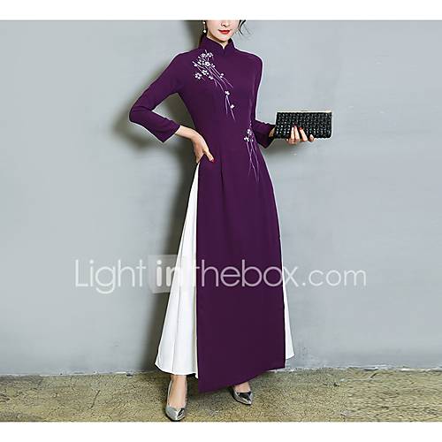 Dames Feest Uitgaan Chinoiserie Schede Jurk Patchwork Maxi huismerk kopen in de aanbieding Dames Feest Uitgaan Chinoiserie Schede Jurk Patchwork Maxi huismerk kopen in de aanbieding