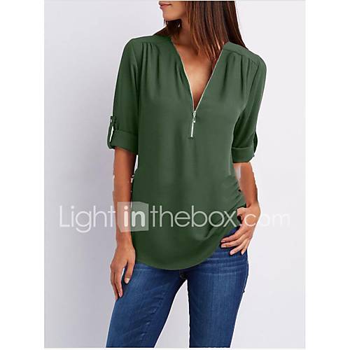 Dames Standaard Blouse Uitgaan Effen V Hals Ruimvallend Leger Groen Xxxl Zomer huismerk kopen in de aanbieding Dames Standaard Blouse Uitgaan Effen V Hals Ruimvallend Leger Groen Xxxl Zomer huismerk kopen in de aanbieding