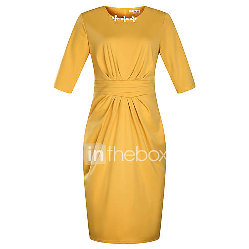 Dames Grote Maten Feestdagen Standaard Verfijnd Slank Schede Jurk Effen Tot De Knie huismerk kopen in de aanbieding