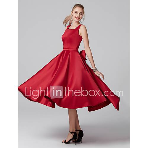 A Lijn Vierkante Hals Over De Knie Satijn Cocktailparty Jurk Met Strikken Plooien Door Ts Couture huismerk kopen in de aanbieding A Lijn Vierkante Hals Over De Knie Satijn Cocktailparty Jurk Met Strikken Plooien Door Ts Couture huismerk kopen in de aanbieding