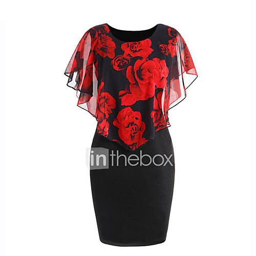 Dames Feest Club Skinny Bodycon Jurk Bloemen Meerlaags Boven De Knie Sexy huismerk kopen in de aanbieding