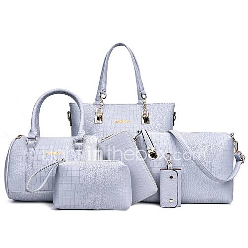 Dames Tassen Pu Zak Set 6 Stuks Purse Reliefopdruk Krokodil Blozend Roze Grijs Paars huismerk kopen in de aanbieding