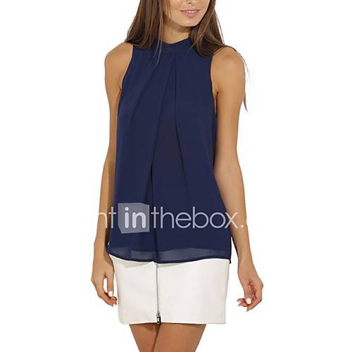 Dames Street Chic Standaard Blouse Effen Opstaand Blauw M Zomer huismerk kopen in de aanbieding