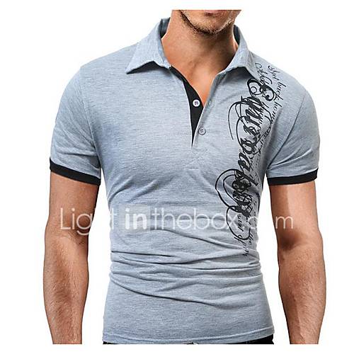 Heren Actief Print Polo Sport Letter Overhemdkraag Slank Wit Xl Korte Mouw Zomer huismerk kopen in de aanbieding