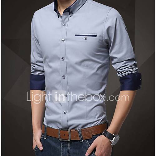 Heren Zakelijk Overhemd Werk Effen Slank Geel Xxxl Lange Mouw huismerk kopen in de aanbieding