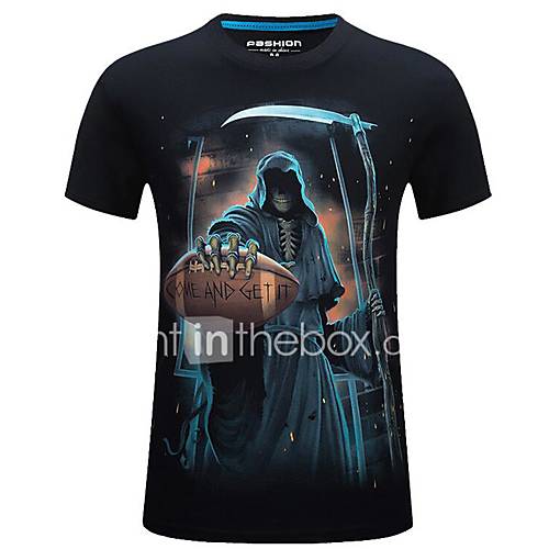 Heren Street Chic Print T Shirt Doodskoppen Ronde Hals Zwart Xxxxl Korte Mouw Zomer huismerk kopen in de aanbieding