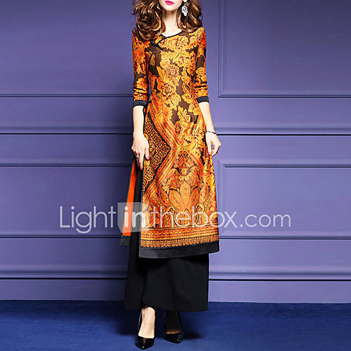 Dames Grote Maten Uitgaan Street Chic Ruimvallend Jurk Bloemen Print Maxi huismerk kopen in de aanbieding