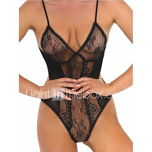 Dames Sexy Kostuum Nachtkleding Effen Kant Blote Rug V Hals huismerk kopen in de aanbieding