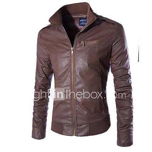 Heren Dagelijks Standaard Lente Normaal Leren Jacks Effen Overhemdkraag Lange Mouw Pu Print Bruin Zwart Kameel Xl Xxl Xxxl huismerk kopen in de aanbieding Heren Dagelijks Standaard Lente Normaal Leren Jacks Effen Overhemdkraag Lange Mouw Pu Print Bruin Zwart Kameel Xl Xxl Xxxl huismerk kopen in de aanbieding