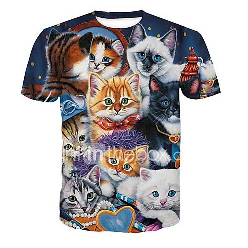 Heren Actief T Shirt Dier Ronde Hals Slank Blauw Xl Korte Mouw Zomer huismerk kopen in de aanbieding