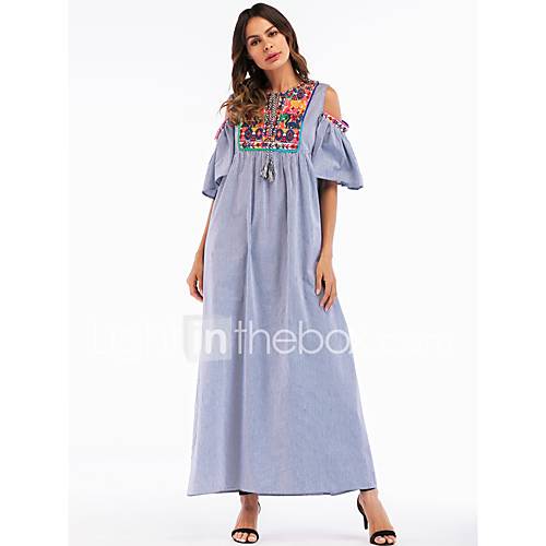 Dames Feest Standaard Boho Katoen Ruimvallend Recht Wijd Uitlopend Abaya Jurk Gestreept Geborduurd Maxi huismerk kopen in de aanbieding Dames Feest Standaard Boho Katoen Ruimvallend Recht Wijd Uitlopend Abaya Jurk Gestreept Geborduurd Maxi huismerk kopen in de aanbieding