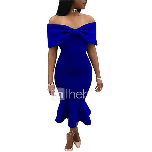 Dames Slank Bodycon Jurk Effen Strapless Midi Schouderafhangend Ruche huismerk kopen in de aanbieding Dames Slank Bodycon Jurk Effen Strapless Midi Schouderafhangend Ruche huismerk kopen in de aanbieding