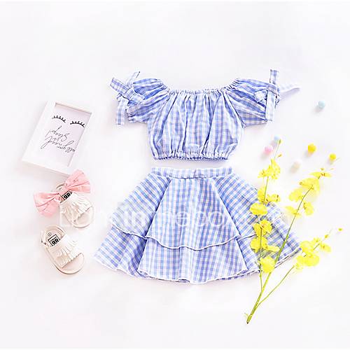 Peuter Meisjes Feestdagen Print Korte Mouw Polyester Kledingset Licht Blauw Schattig huismerk kopen in de aanbieding Peuter Meisjes Feestdagen Print Korte Mouw Polyester Kledingset Licht Blauw Schattig huismerk kopen in de aanbieding