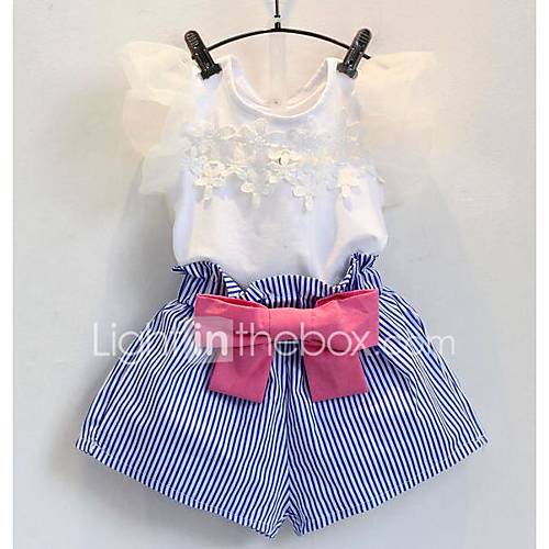 Peuter Meisjes Standaard Dagelijks Gestreept Korte Mouw Polyester Kledingset Wit huismerk kopen in de aanbieding Peuter Meisjes Standaard Dagelijks Gestreept Korte Mouw Polyester Kledingset Wit huismerk kopen in de aanbieding