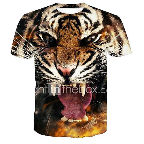 Heren Standaard Print T Shirt Katoen Dier Ronde Hals Zwart Xl Korte Mouw huismerk kopen in de aanbieding