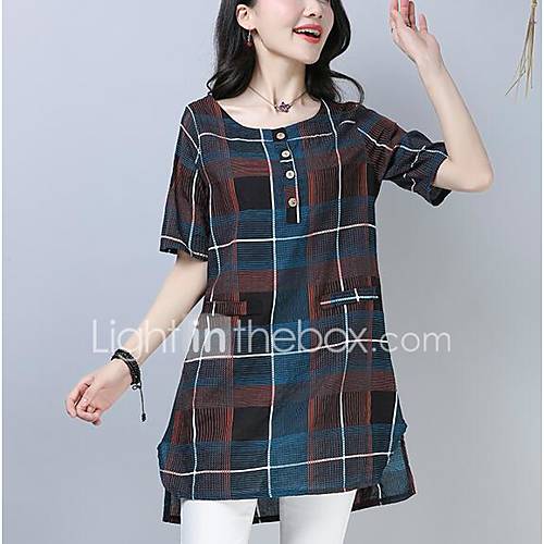 Dames Geplooid Grote Maten Blouse Katoen Effen Vlindermouw Oranje huismerk kopen in de aanbieding