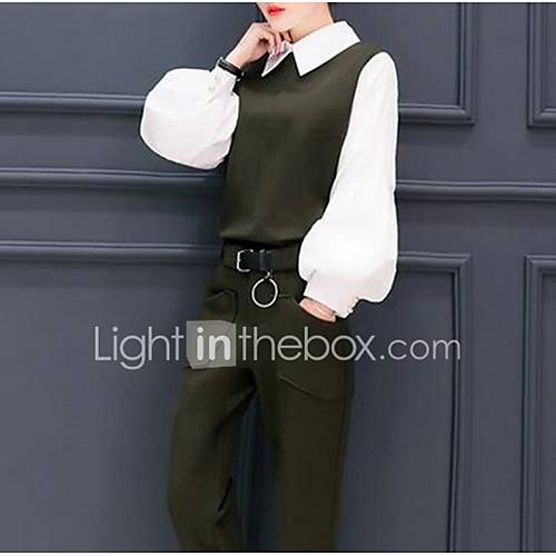 Dames Werk Street Chic Overhemdkraag Overhemd Pantalon Effen Lente huismerk kopen in de aanbieding