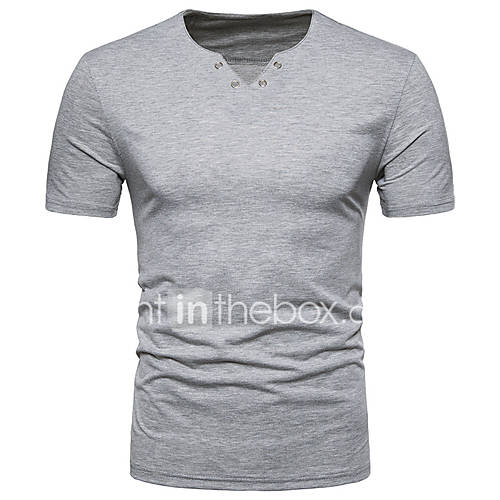 Heren Actief T Shirt Katoen Effen V Hals Zwart L Korte Mouw Zomer huismerk kopen in de aanbieding