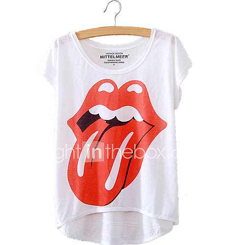 Dames Print T Shirt Katoen Club Strand Portret Ruimvallend Wit Een Maat Zomer huismerk kopen in de aanbieding