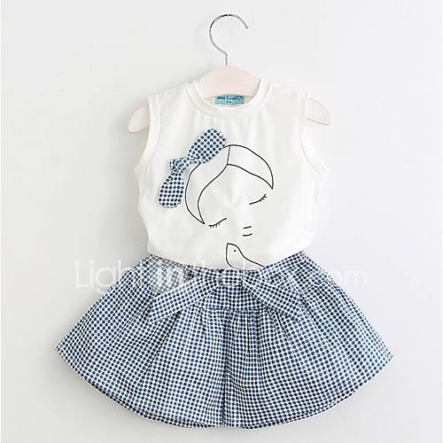 Peuter Meisjes Print Mouwloos Polyester Kledingset Wit Schattig huismerk kopen in de aanbieding Peuter Meisjes Print Mouwloos Polyester Kledingset Wit Schattig huismerk kopen in de aanbieding