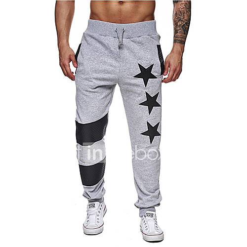 Heren Standaard Katoen Slank Joggingbroeken Broek Geometrisch Zwart Sport Zomer huismerk kopen in de aanbieding