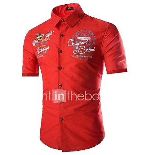 Heren Print Polo Katoen Sport Letter Overhemdkraag Slank Zwart L Korte Mouw huismerk kopen in de aanbieding