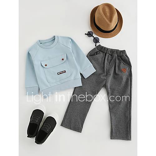 Peuter Jongens Dagelijks Effen Lange Mouw Lang Katoen Kledingset Grijs huismerk kopen in de aanbieding