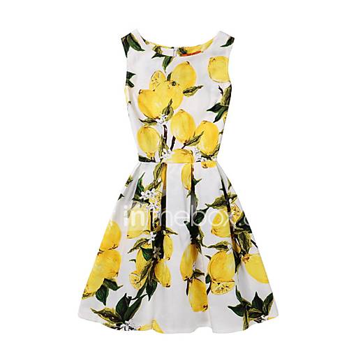 Dames Feestdagen Katoen Slank Wijd Uitlopend Jurk Bloemen Tot De Knie huismerk kopen in de aanbieding