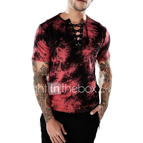 Heren Standaard Punk Gothic T Shirt Club Camouflage V Hals Zwart L Korte Mouw Zomer huismerk kopen in de aanbieding