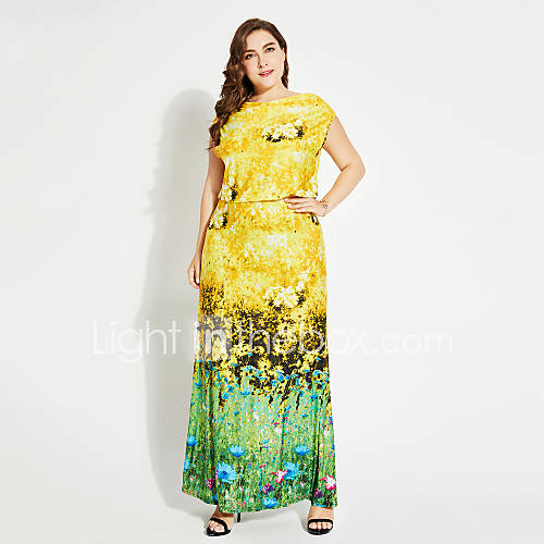 Dames Feestdagen Street Chic T Shirt Jurk Bloemen Boothals Maxi huismerk kopen in de aanbieding Dames Feestdagen Street Chic T Shirt Jurk Bloemen Boothals Maxi huismerk kopen in de aanbieding