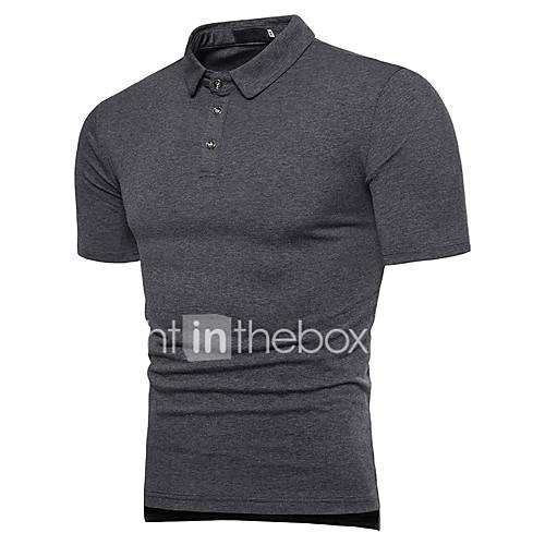 Heren Standaard Polo Katoen Effen Overhemdkraag Slank Zwart Xl Korte Mouw Lente Zomer huismerk kopen in de aanbieding