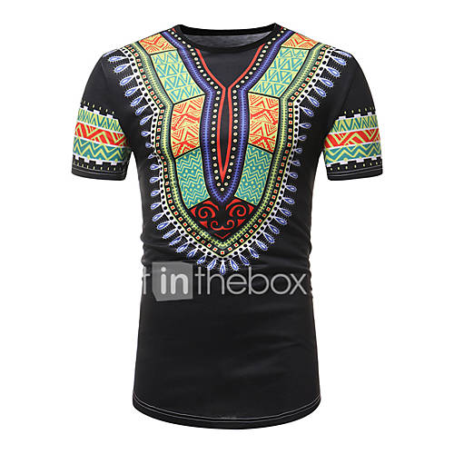Heren Standaard T Shirt Katoen Sport Tribal Ronde Hals Slank Wit L Korte Mouw Zomer huismerk kopen in de aanbieding