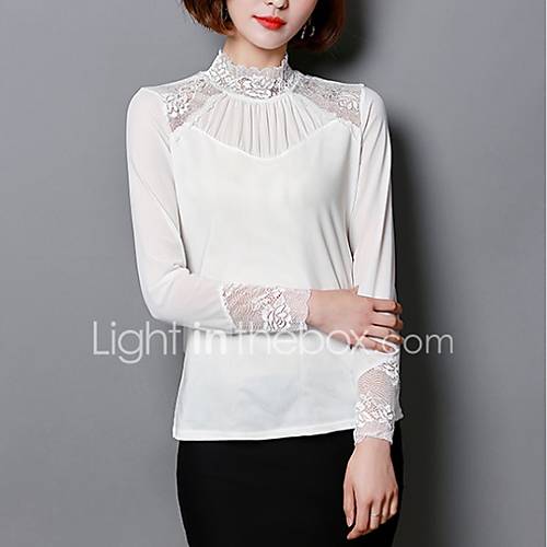 Dames Standaard Kant T Shirt Effen Opstaand Vlindermouw Wit Xxl huismerk kopen in de aanbieding