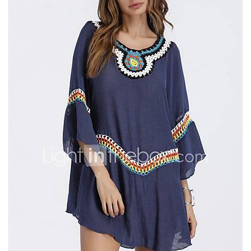 Dames Vintage Kwastje Blouse Katoen Effen Pofmouw Zwart Wit Een Maat huismerk kopen in de aanbieding