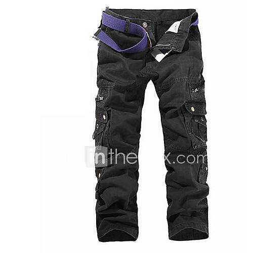 Heren Standaard Chinos Zwaar Katoen Ladingbroek Broek Effen Grijs Sport huismerk kopen in de aanbieding