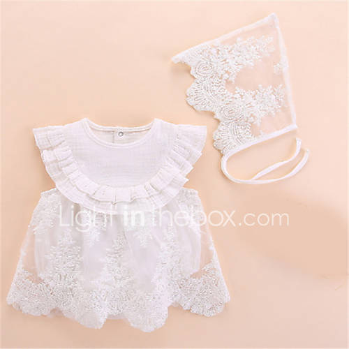 Baby Meisjes Standaard Effen Mouwloos Polyester Eendelig Wit Peuter huismerk kopen in de aanbieding