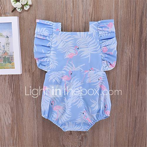 Baby Meisjes Actief Print Mouwloos Katoen Polyester Eendelig Blauw huismerk kopen in de aanbieding