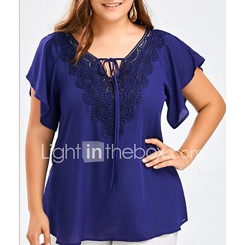 Dames Standaard Kant Grote Maten Blouse Effen V Hals Ruimvallend Grijs Xxxl huismerk kopen in de aanbieding