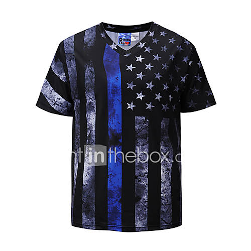 Heren Standaard Overdreven Print T Shirt Gestreept V Hals Zwart L Korte Mouw Zomer huismerk kopen in de aanbieding