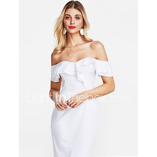 Dames Bodycon Jurk Effen Kleur Ruche Split Strapless Midi Schouderafhangend huismerk kopen in de aanbieding Dames Bodycon Jurk Effen Kleur Ruche Split Strapless Midi Schouderafhangend huismerk kopen in de aanbieding