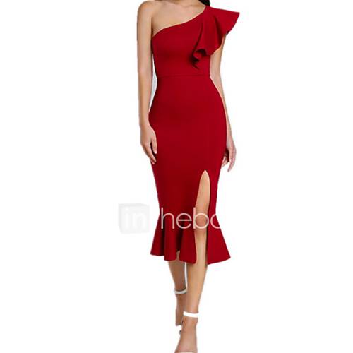 Dames Uitgaan Schede Jurk Boothals Midi huismerk kopen in de aanbieding