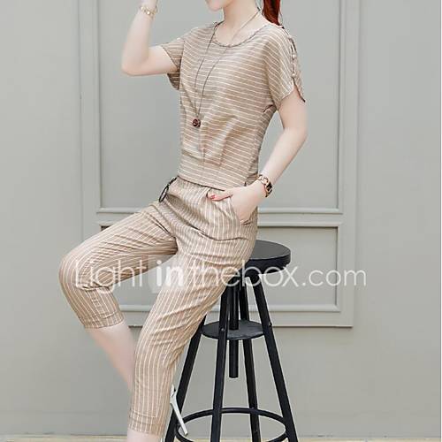 Dames Werk Standaard Chinoiserie Grote Maten Kort Set Hoge Taille Pantalon Split Gestreept Zomer huismerk kopen in de aanbieding Dames Werk Standaard Chinoiserie Grote Maten Kort Set Hoge Taille Pantalon Split Gestreept Zomer huismerk kopen in de aanbieding