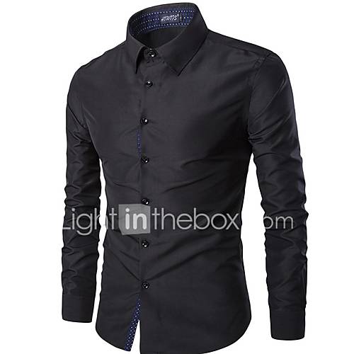 Heren Zakelijk Vintage Overhemd Werk Kleurenblok Marineblauw Xl Lange Mouw huismerk kopen in de aanbieding