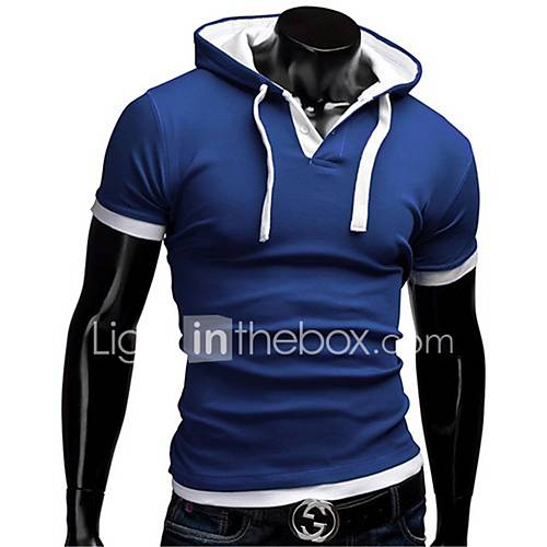 Heren T Shirt Effen Capuchon Marineblauw Xxxl Lange Mouw Zomer huismerk kopen in de aanbieding