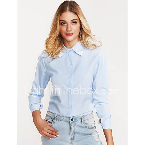 Dames Overhemd Katoen Effen Blauw huismerk kopen in de aanbieding Dames Overhemd Katoen Effen Blauw huismerk kopen in de aanbieding