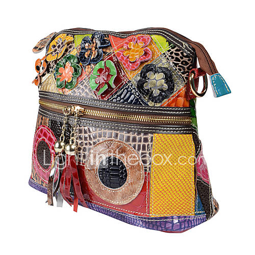 Dames Tassen Leer Schoudertas Kwastje Regenboog huismerk kopen in de aanbieding