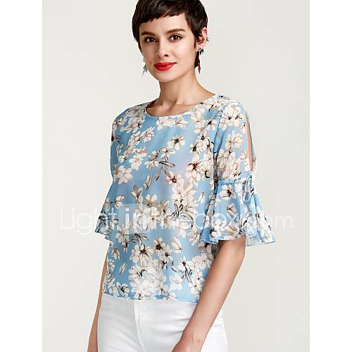 Dames Street Chic Standaard Blouse Uitgaan Bloemen Ruimvallend Blauw Xxl Lente Zomer huismerk kopen in de aanbieding