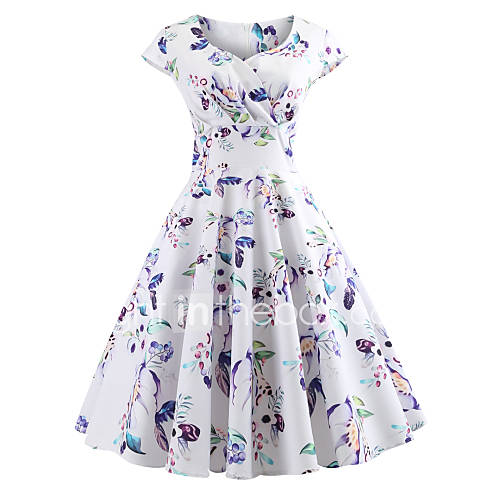 Dames Feest Uitgaan Vintage Jaren 50 Katoen A Lijn Jurk Bloemen Print V Hals Tot De Knie huismerk kopen in de aanbieding Dames Feest Uitgaan Vintage Jaren 50 Katoen A Lijn Jurk Bloemen Print V Hals Tot De Knie huismerk kopen in de aanbieding