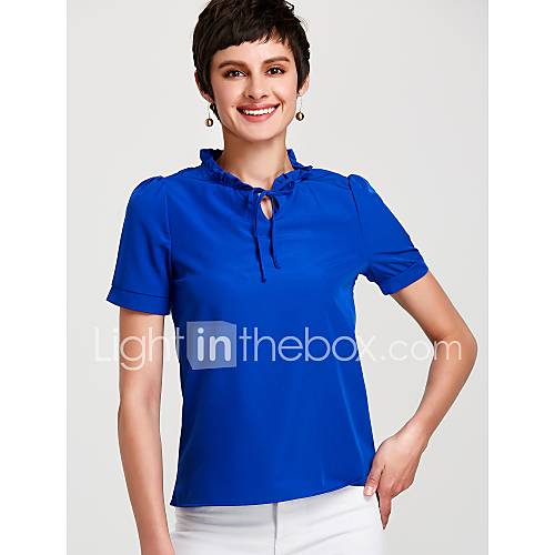 Dames Standaard Blouse Effen Opstaand Ruimvallend Pofmouw Blauw L Inrijgen huismerk kopen in de aanbieding Dames Standaard Blouse Effen Opstaand Ruimvallend Pofmouw Blauw L Inrijgen huismerk kopen in de aanbieding