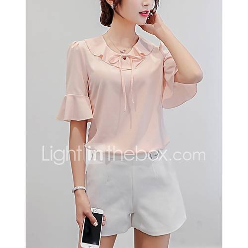 Dames Ruche Blouse Uitgaan Effen Wit huismerk kopen in de aanbieding Dames Ruche Blouse Uitgaan Effen Wit huismerk kopen in de aanbieding
